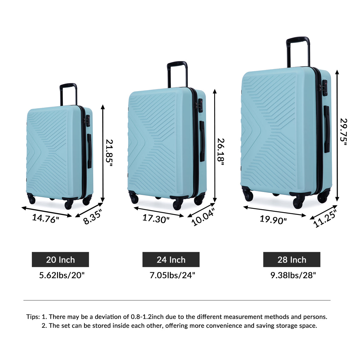 Luxe Traveler 3-Piece Spinner Luggage Set