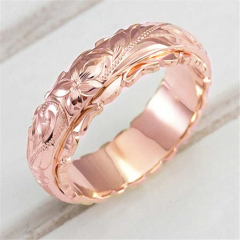 Vintage Gold Wedding Rings for Women Creative Rose Flower Promise