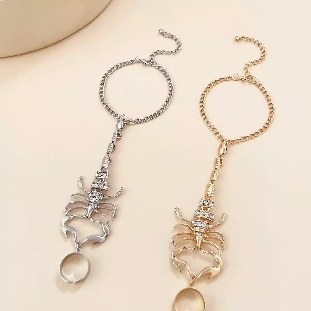 Scorpion Tassel Chain Ring Bracelet Sets