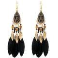 Bohemian Feather Drop Earrings