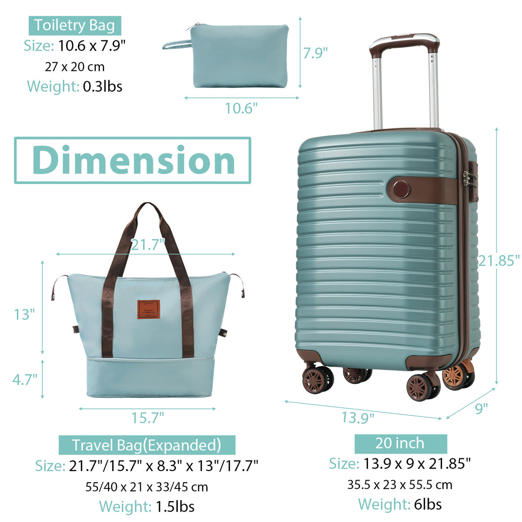 Luxe Traveler 3-Piece Airline Approved Carry-On Set in Blue