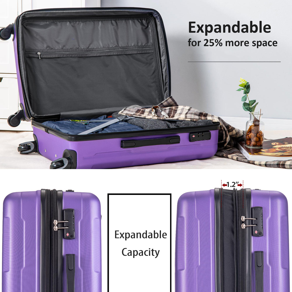 Mahogany Traveler Collection | 2-Piece Purple Luggage Set