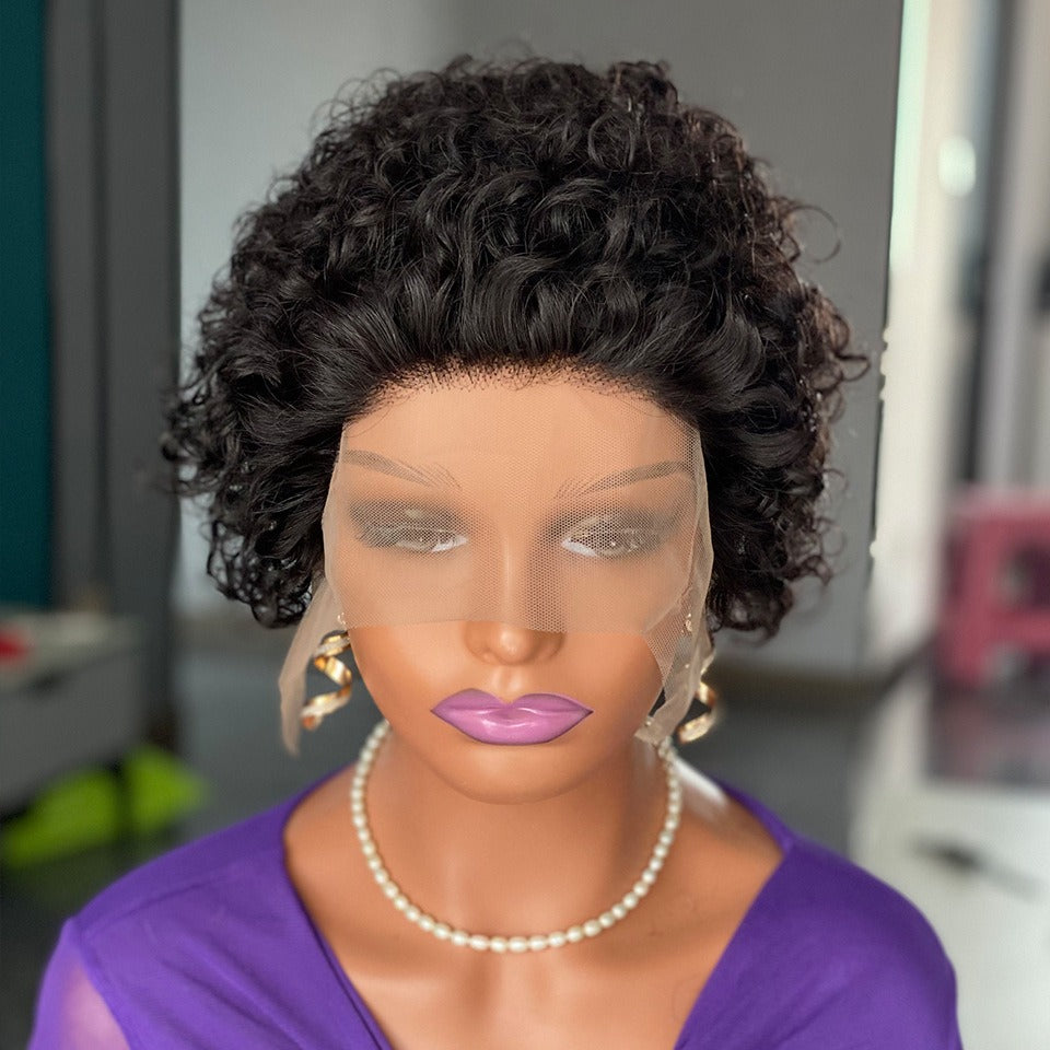 Curly Pixie Cut Lace Human Hair Wig
