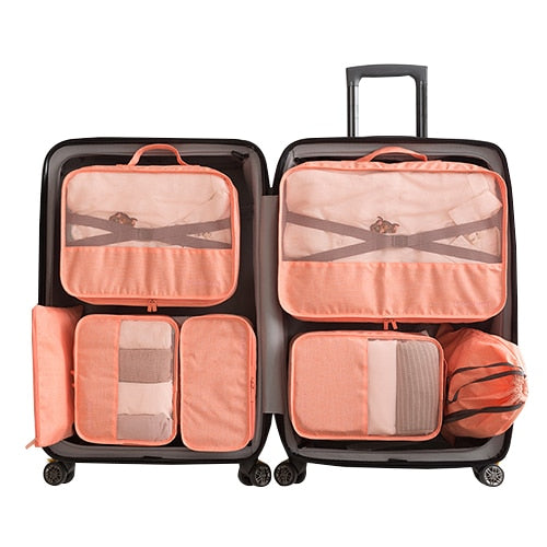 Waterproof Travel Tote 7 Pieces One Set Packing Cube