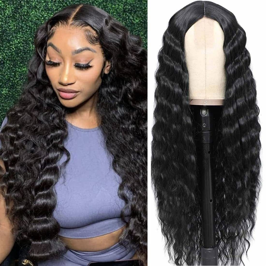 Deep Wave Long Curly Headband Lace Wigs