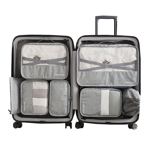 Waterproof Travel Tote 7 Pieces One Set Packing Cube