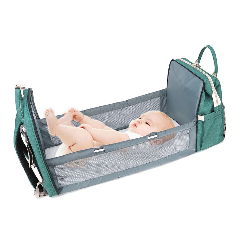 2-in-1 Baby Folding Travel Crib & Mommy Bag