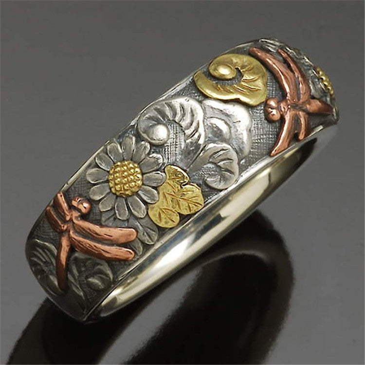 Vintage Flower Dragonfly Rings