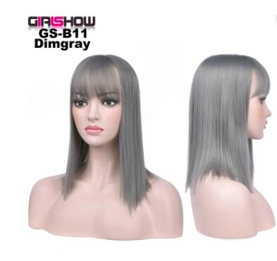 Bob with Bangs Short Straight Party Synthetic Hair, Heat Resistant Fiber