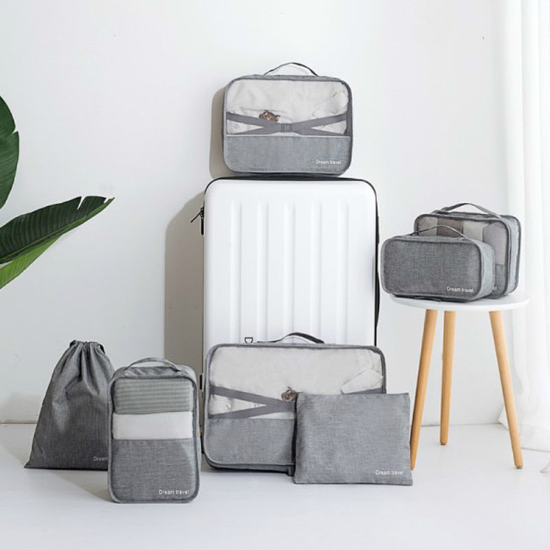 Waterproof Travel Tote 7 Pieces One Set Packing Cube