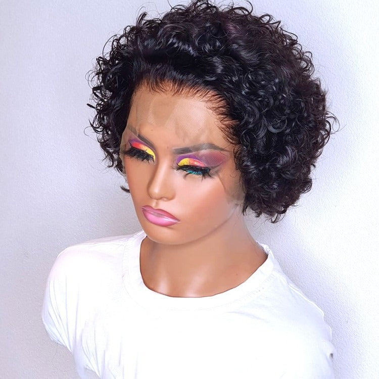 Curly Pixie Cut Lace Human Hair Wig