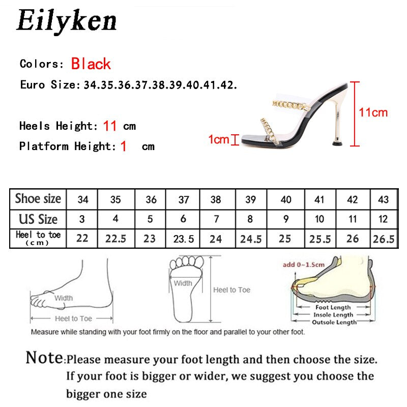 Glam Chain Square Toe Clear Heel Mules