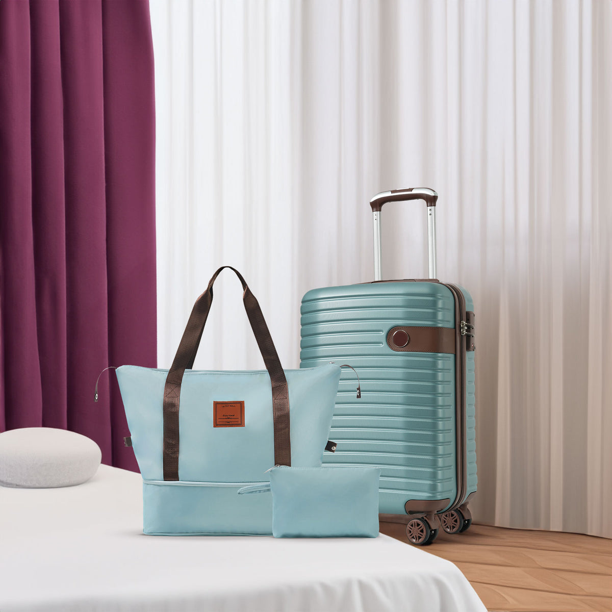 Luxe Traveler 3-Piece Airline Approved Carry-On Set in Blue