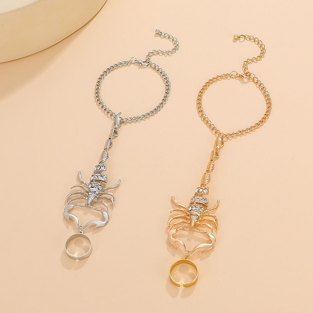 Scorpion Tassel Chain Ring Bracelet Sets
