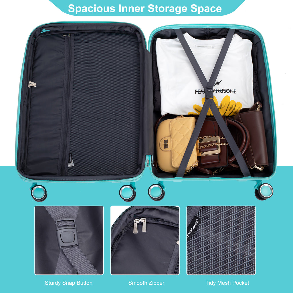 Luxe Traveler 3-Piece Hardshell Luggage Set in Lake Blue