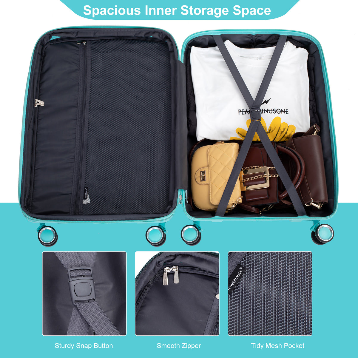 Luxe Traveler 3-Piece Hardshell Luggage Set in Lake Blue