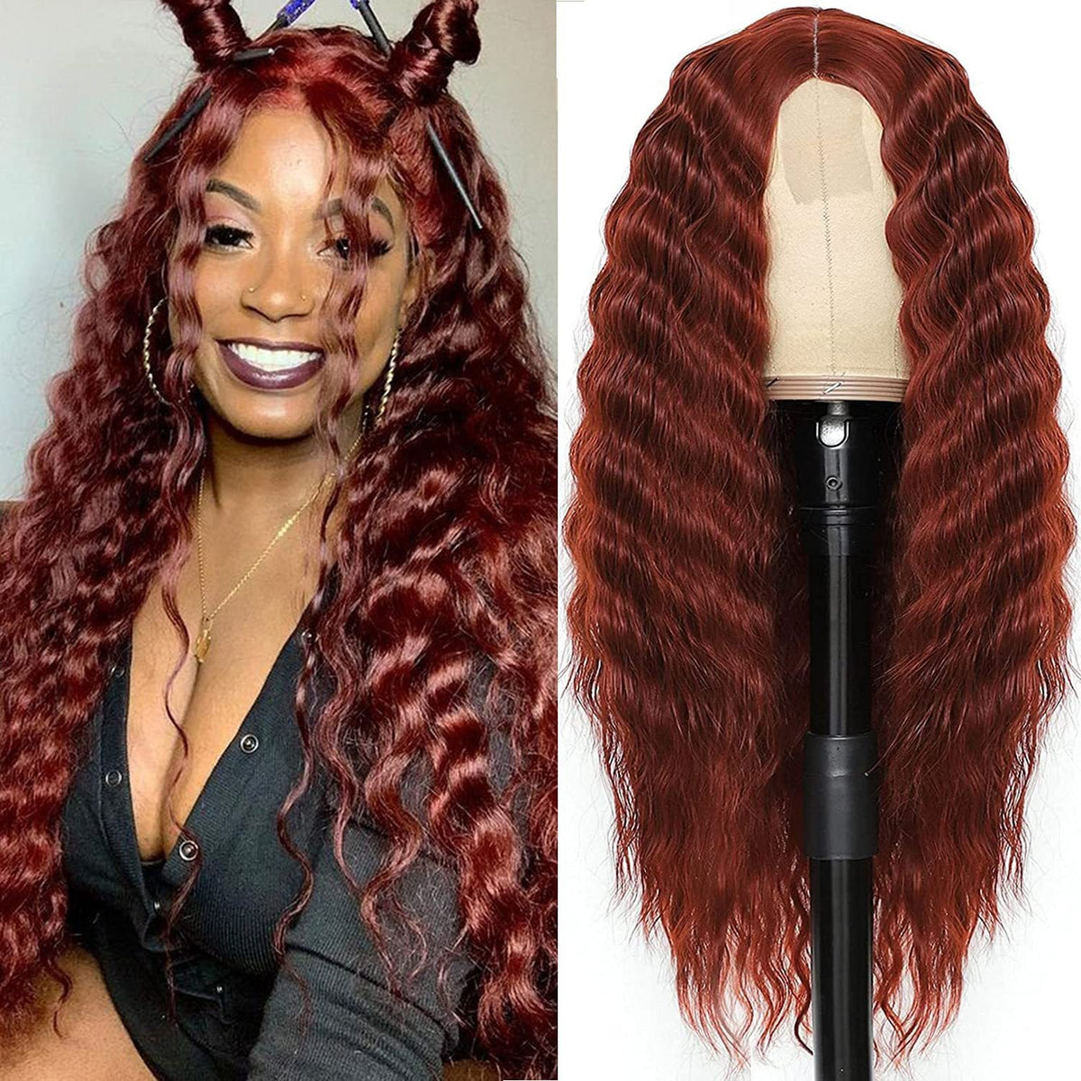 Deep Wave Long Curly Headband Lace Wigs