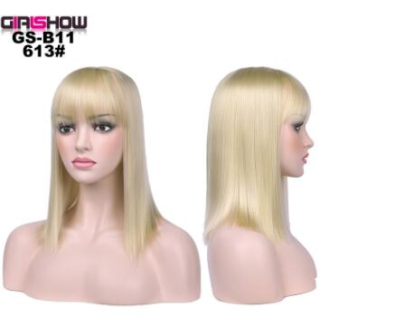 Bob with Bangs Short Straight Party Synthetic Hair, Heat Resistant Fiber