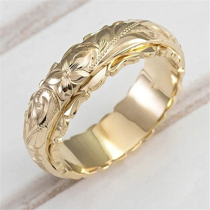 Vintage Gold Wedding Rings for Women Creative Rose Flower Promise