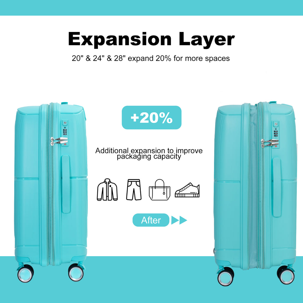 Luxe Traveler 3-Piece Hardshell Luggage Set in Lake Blue