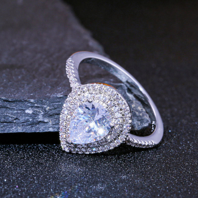 Sparkly Pear-shaped Water Drop Cubic Zirconia Wedding Rings