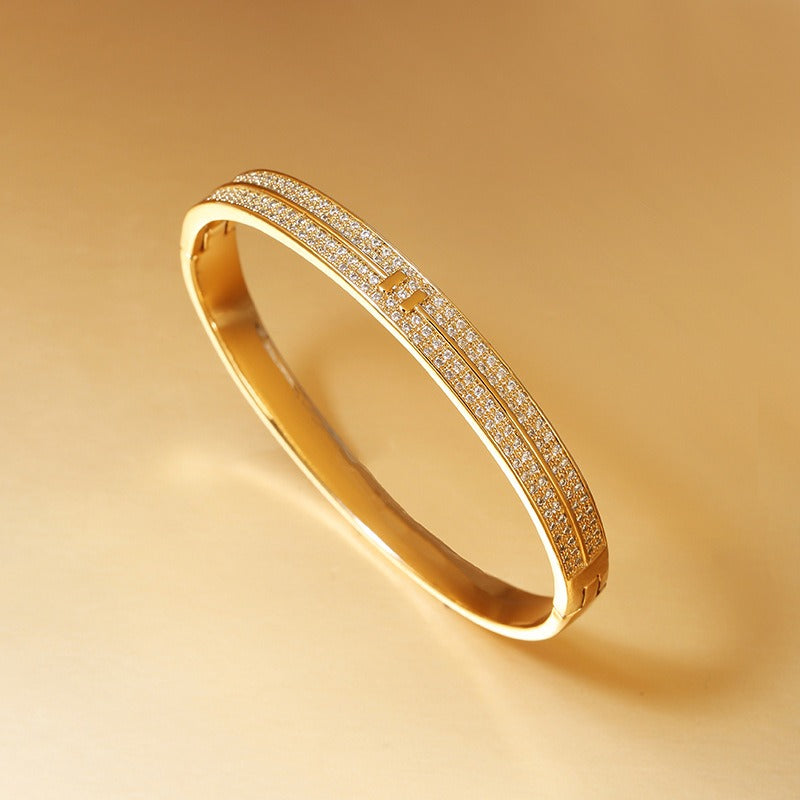 Minimalist Gold Zircon Stackable Bracelet
