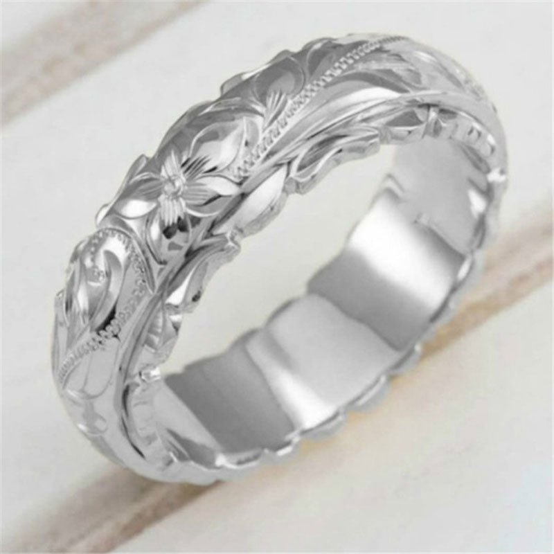 Vintage Gold Wedding Rings for Women Creative Rose Flower Promise