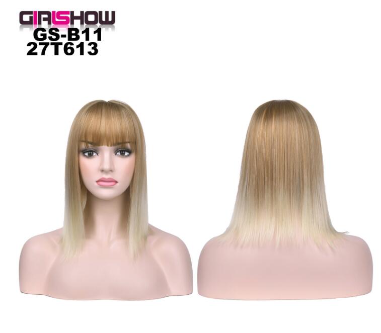 Bob with Bangs Short Straight Party Synthetic Hair, Heat Resistant Fiber