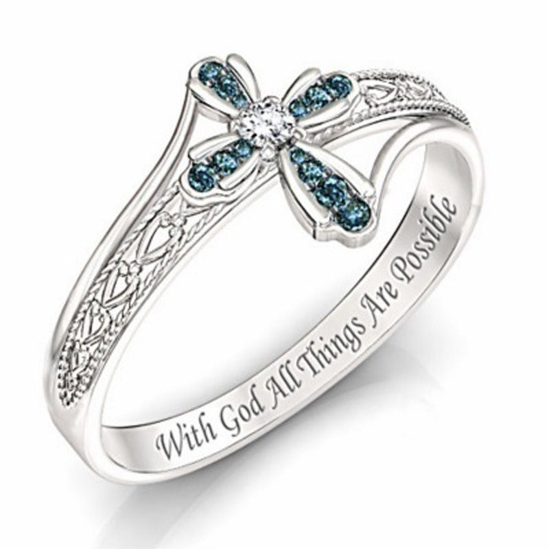 Delicate Diamond Cross Ring