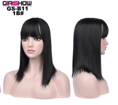Bob with Bangs Short Straight Party Synthetic Hair, Heat Resistant Fiber