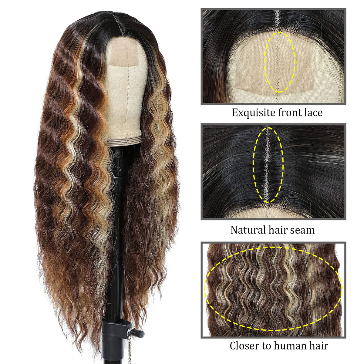Deep Wave Long Curly Headband Lace Wigs