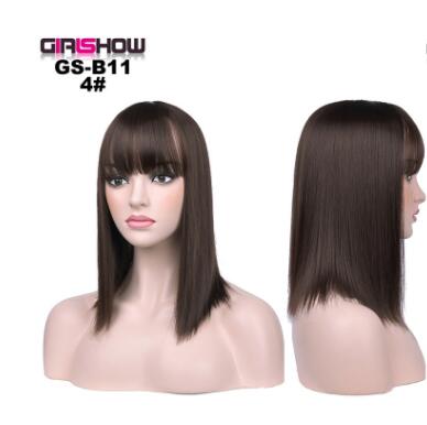 Bob with Bangs Short Straight Party Synthetic Hair, Heat Resistant Fiber