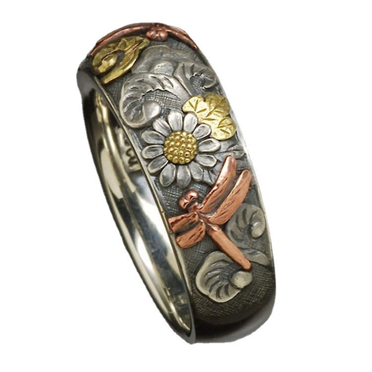 Vintage Flower Dragonfly Rings