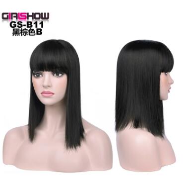 Bob with Bangs Short Straight Party Synthetic Hair, Heat Resistant Fiber
