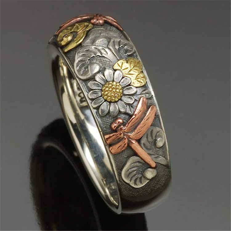 Vintage Flower Dragonfly Rings