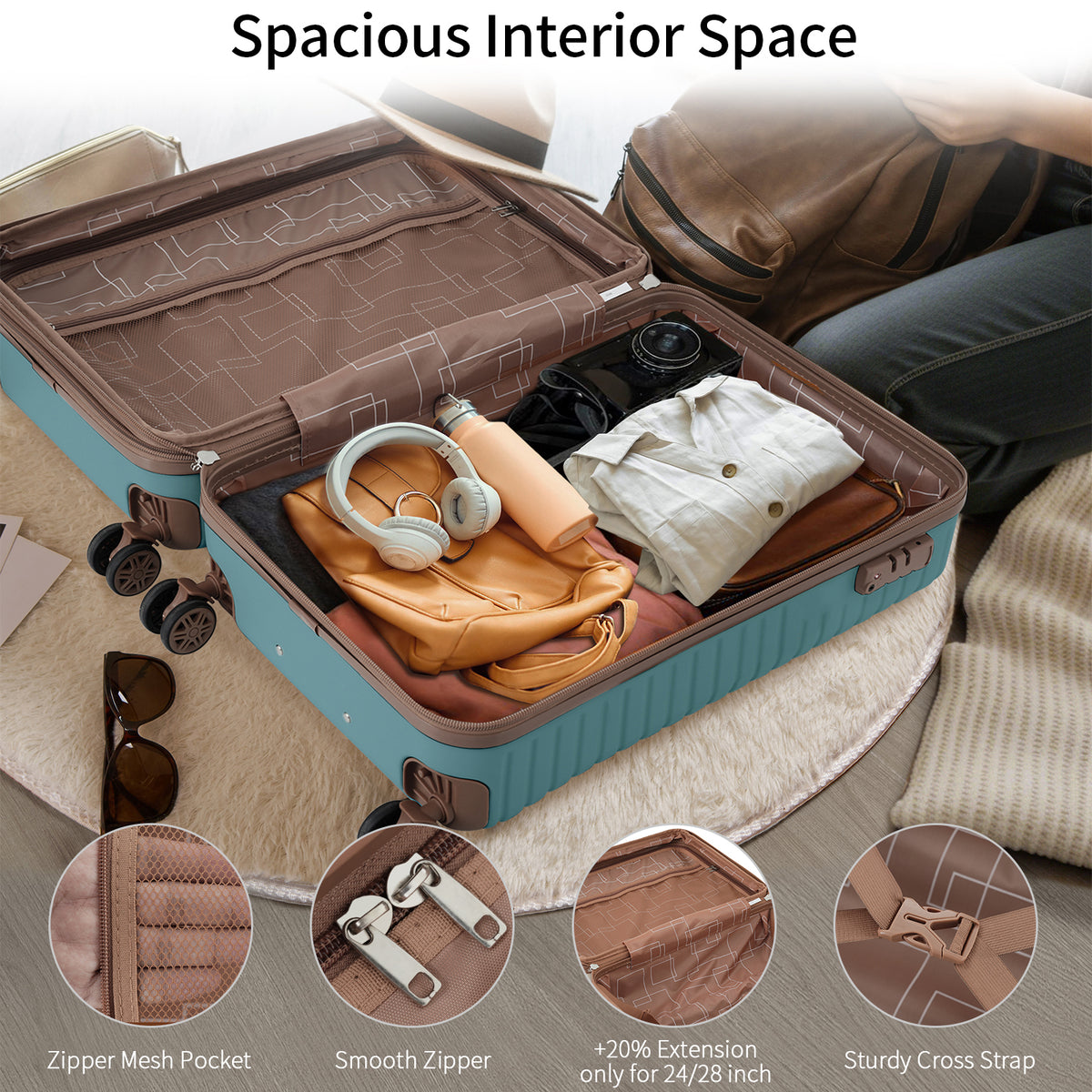 Luxe Traveler 3-Piece Airline Approved Carry-On Set in Blue