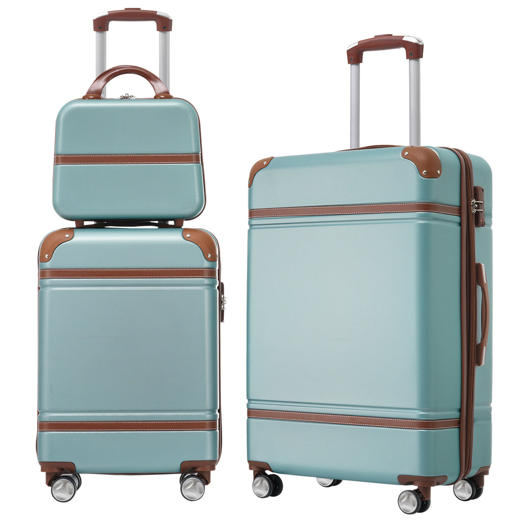 Luxe Traveler 3-Piece Hardshell Luggage Set with Cosmetic Case in Green